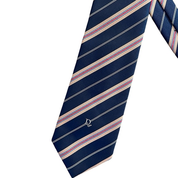 Dior Vintage Navy Striped Tie - Picture 1 of 3